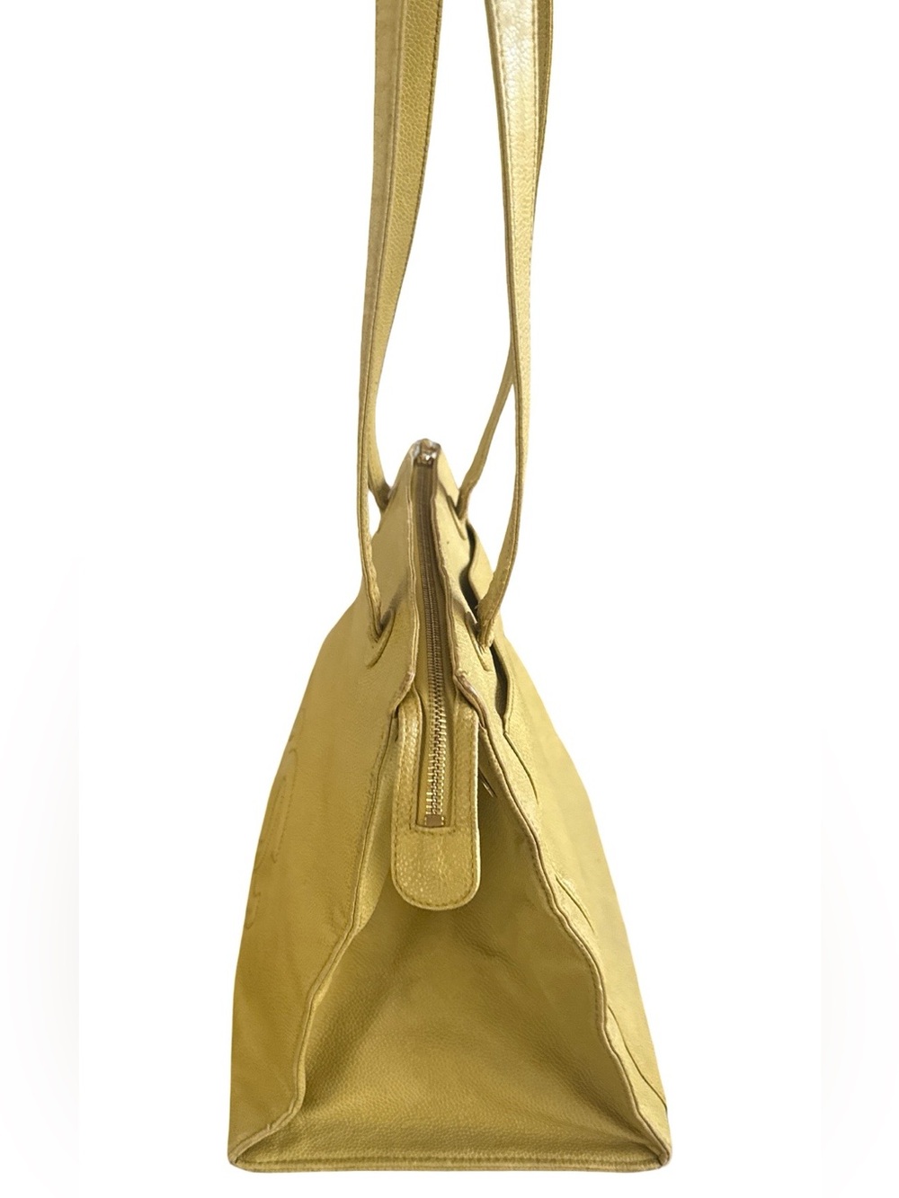 CHANEL CC Caviar Leather Zip Tote Shoulder Gold Beige Large - Picture 4 of 16